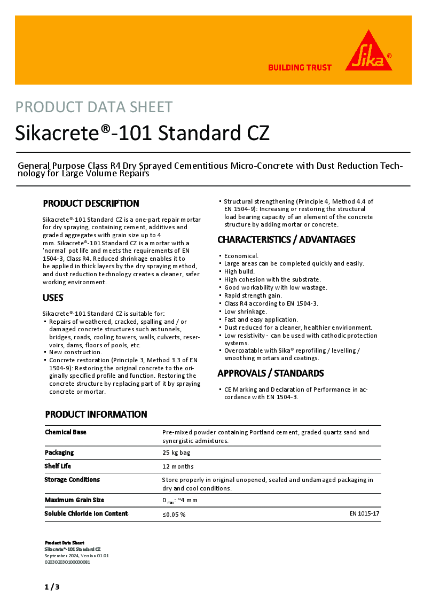 Sikacrete®-101 Standard CZ - Product Data Sheet