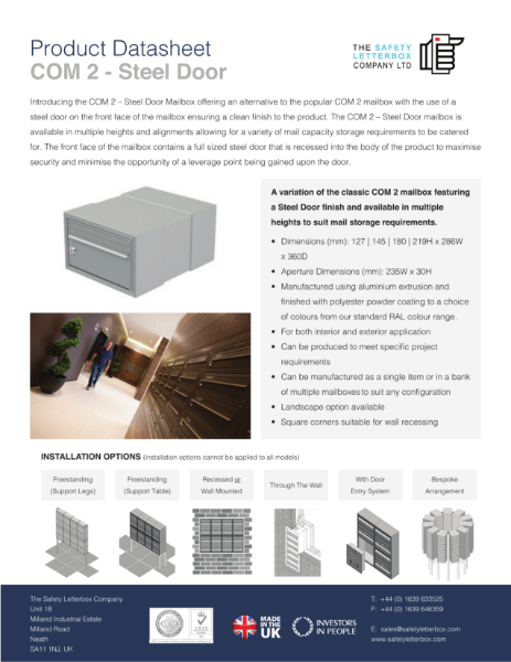 COM 2 - Steel Door Datasheet