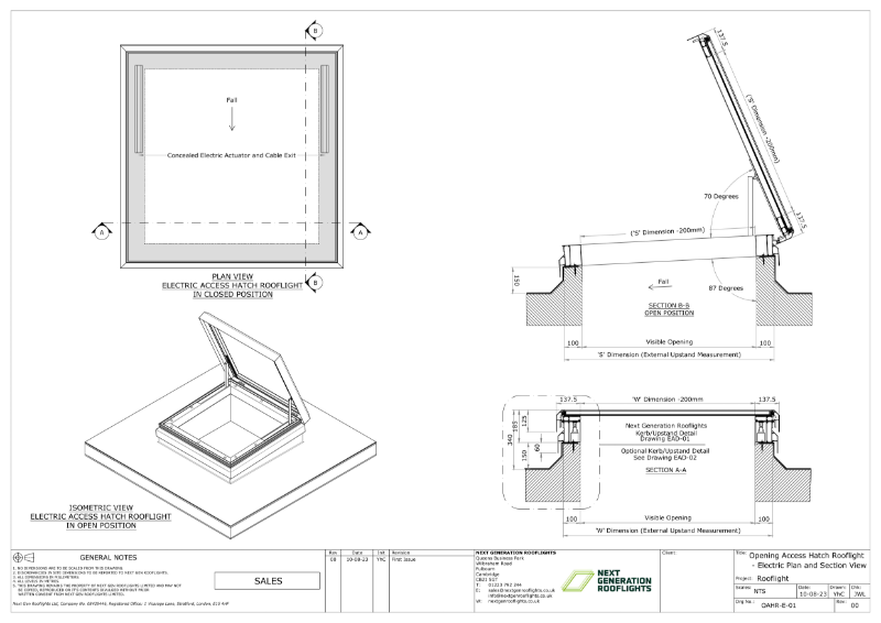 Opening Access Hatch Rooflight - Electric