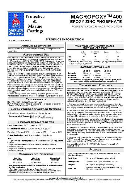 Steel Protection Macropoxy® 400 Product Data Sheet
