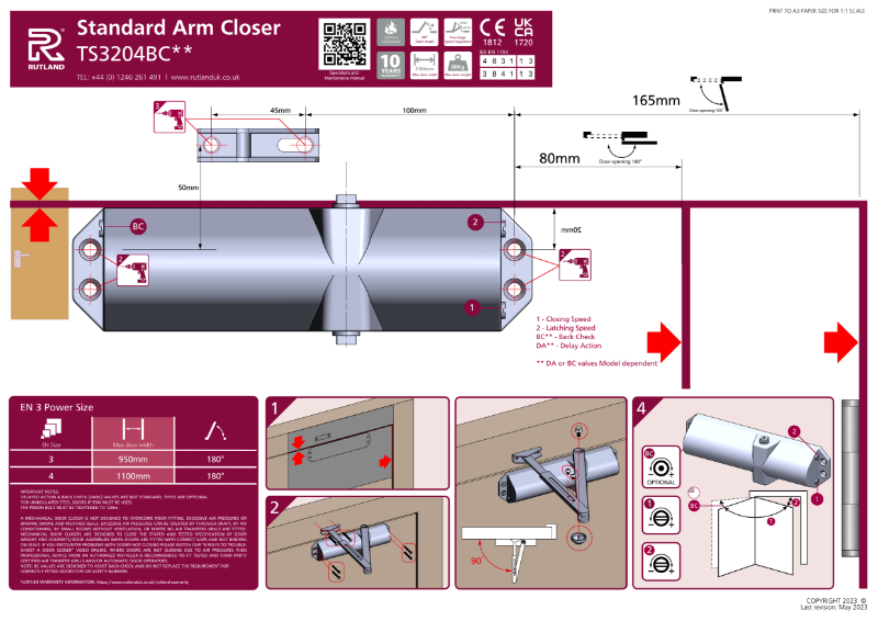 TS.3204 Fitting Instructions – Pull side (standard arm)