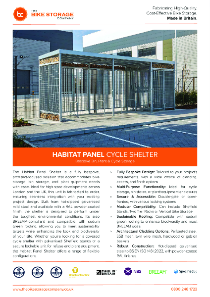 Habitat Panel Shelter - Data Sheet
