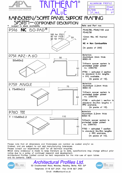 APL Tritherm Spacer System℗ - Aluminium - Data Sheet