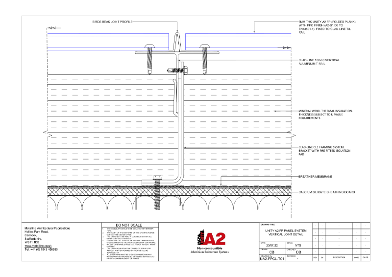 UNITY A2 FP-T01 VERTICAL JOINT Technical Drawing