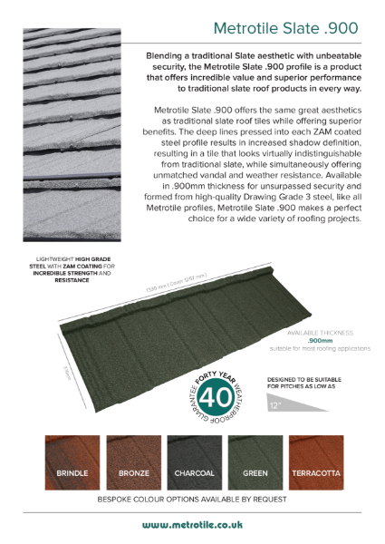 Metrotile Slate .900 Information Sheet