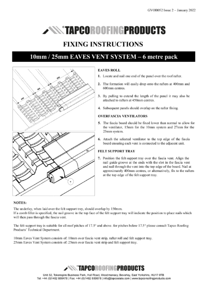 Tapco Eaves Ventilation Kits Fixing Guide