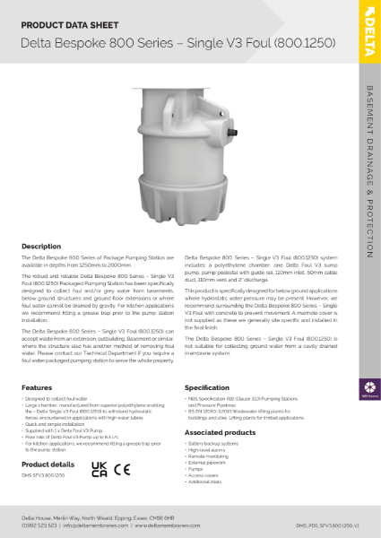 Delta Bespoke 800 Series - Single V3 Foul 800.1250