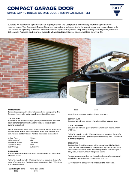 Compact Roller Garage Door Datasheet