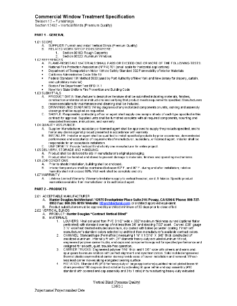 Vertical Blinds - CSI Specification