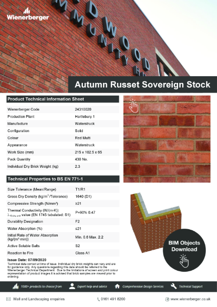 Autumn Russet Sovereign Stock Data Sheet