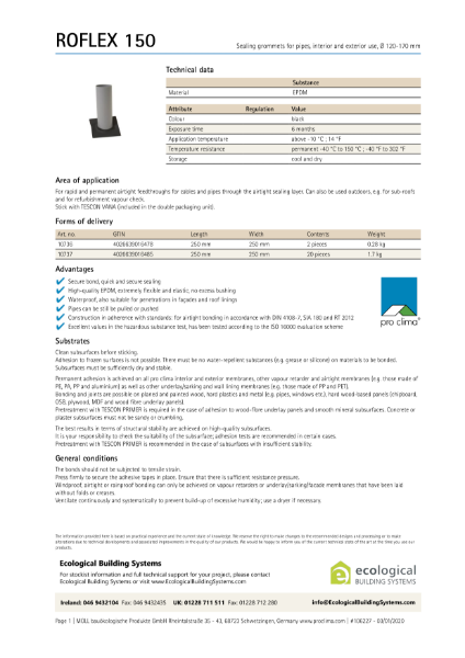 Roflex 150 Technical Datasheet