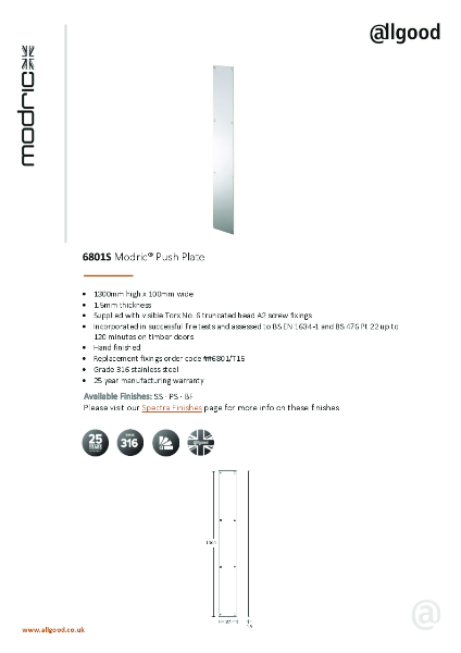 6801S-Datasheet Iss03 Modric® Push Plates