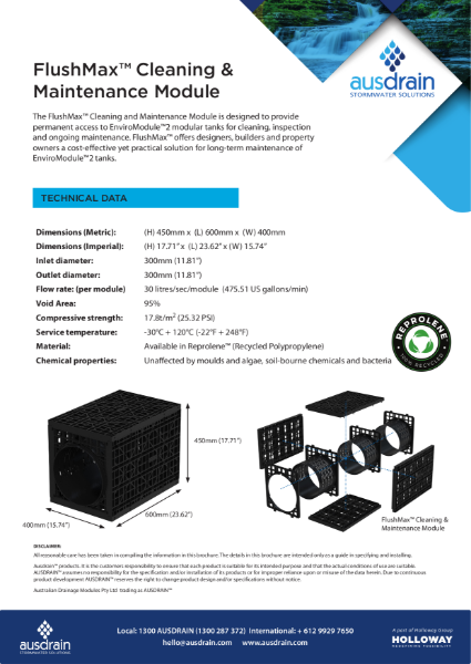 FlushMax™ Cleaning, Inspection and Maintenance Module