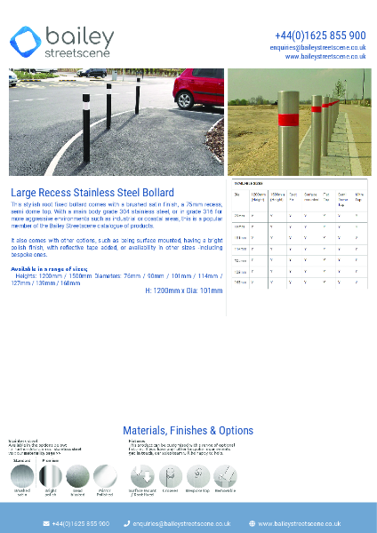 Large Recess Stainless Steel Bollard