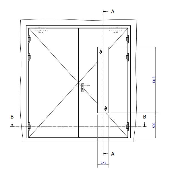 Drawing P013 - M43M47-M51-M52-M53-M56 double leaf internal door corner frame