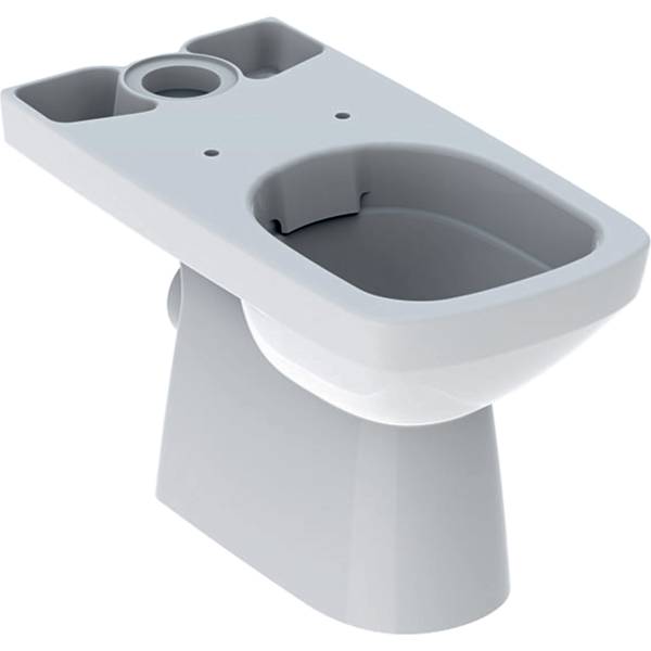 Selnova Square floor-standing WC for close-coupled exposed cistern, washdown, horizontal outlet, square design, semi-shrouded, Rimfree