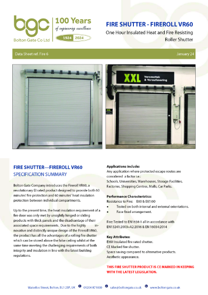 Fire Shutter - Fireroll VR60