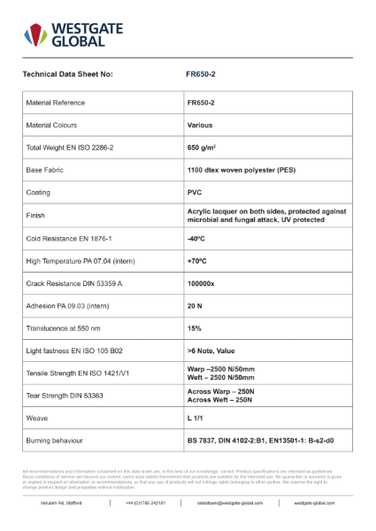 FR650-2 Technical Data Sheet