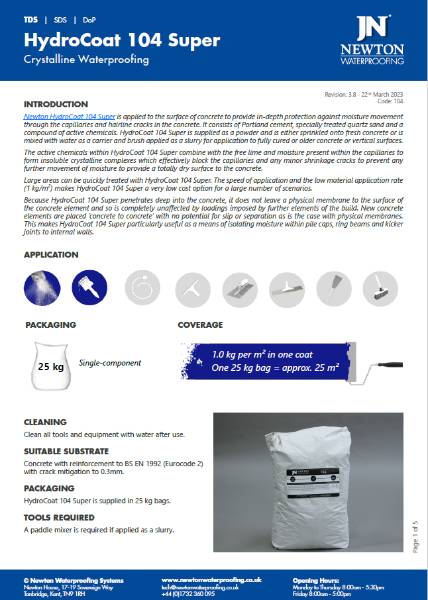 Newton HydroCoat 104 Super - Technical Data Sheet