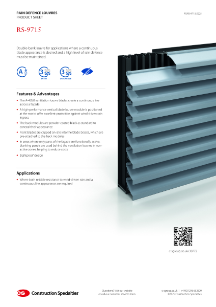 CS RS-9715 Rain Defence Louvre Product Sheet (02.25)
