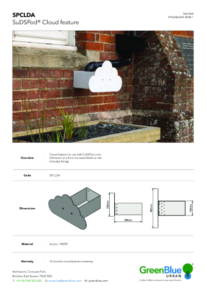 SuDSPod Cloud Feature datasheet