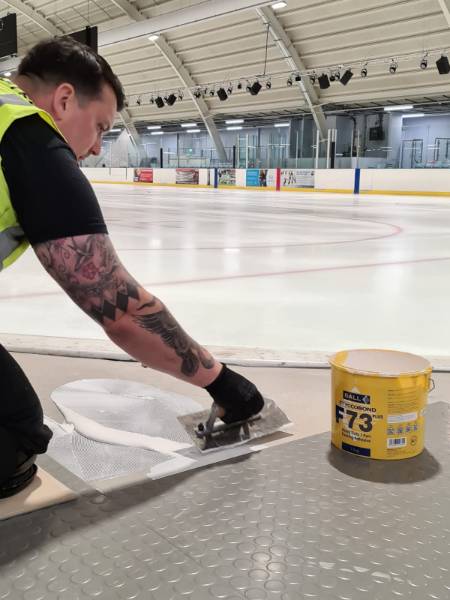 Slough Ice Arena - F. Ball adhesive saves ice rink installation