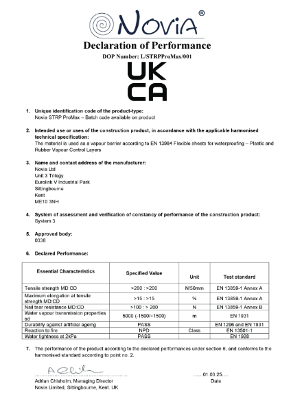Novia STRP ProMax Air & Vapour Control Layer DOP