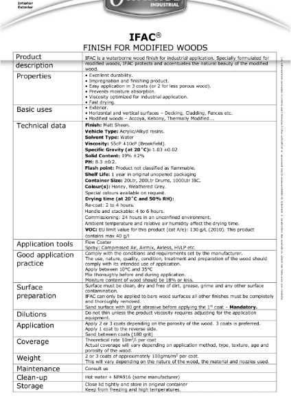 IFAC Technical Data Sheet