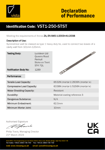 VST1-250-STST Declaration of Performance