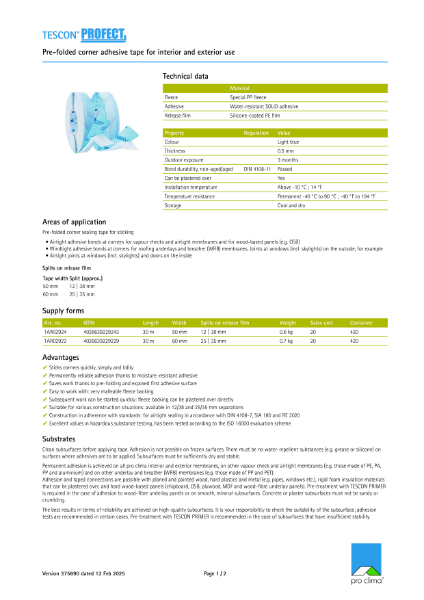 Tescon Profect Technical Datasheet