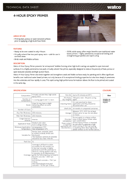 Data Sheet: 4-Hour Epoxy Primer