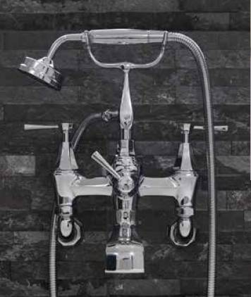 Deco Wall Mounted Bath Shower Mixer With Hand Shower And Lever Or Crosstop Handles - Bath Shower Mixer