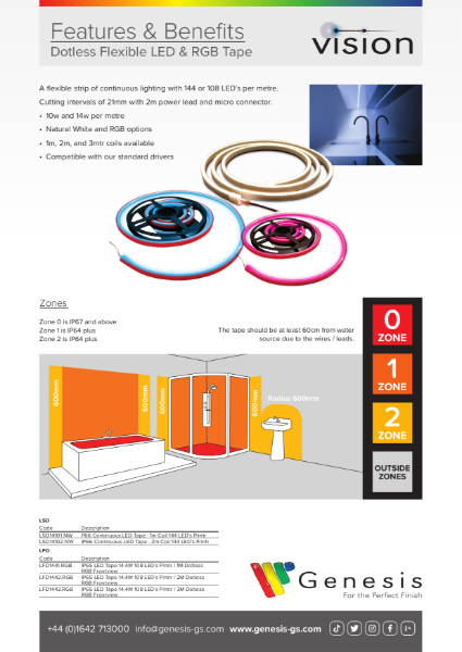 Vision Dotless Flexible LED & RGB Tape Features and Benefits