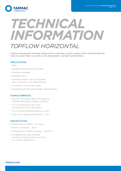 Topflow Horizontal ideal for slabs, domestic, mezzanine and residential dwellings