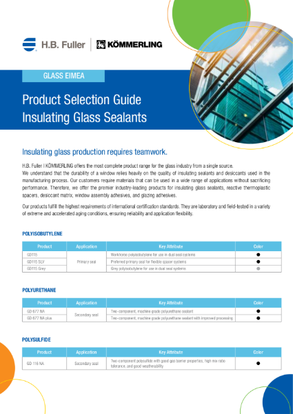 H.B Fuller - Glass Product Selection Guide | H B Fuller / Kommerling ...