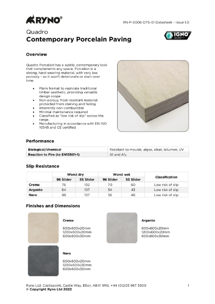 Quadro Porcelain Paving - Datasheet