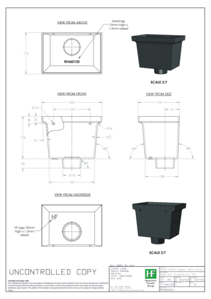 H460 Hopper Head Drawing
