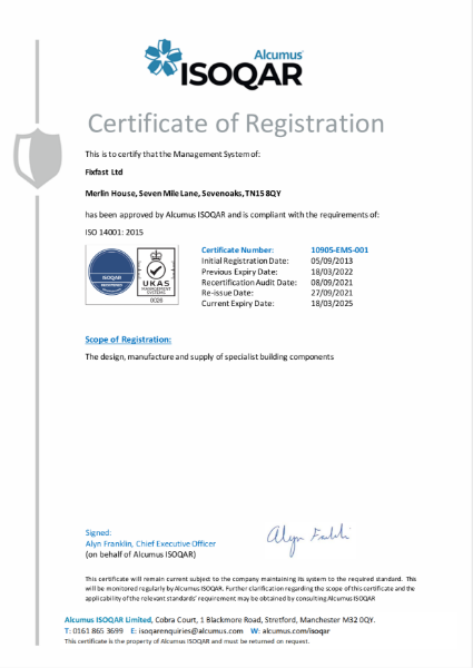 ISO 14001 Certificate