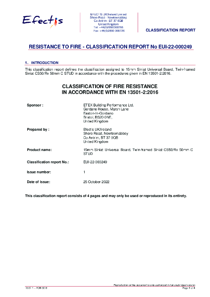 Fire classification report EUI-22-000249