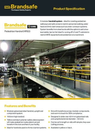 Pedestrian Handrail (HR50) - Brandsafe Spec Sheet
