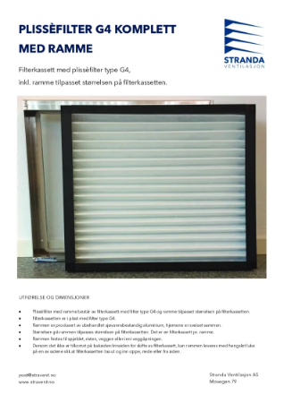 Plissèfilter med ramme produktark