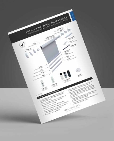 Roller System 40® Lithium Re-chargeable Battery 1100DC Short Motor Technical Specification