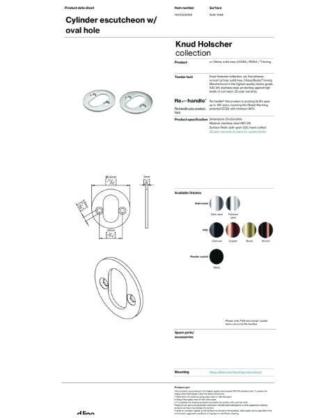 Cylinder escutcheon w/ oval hole (data sheet)