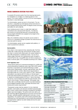 Noise barrier system Post-free