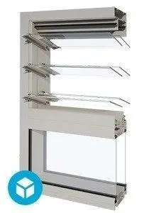 1 Bay Open (Dual Powerlouvre) with Double Fixed Glass in Alspec Hunter Evo Frame
