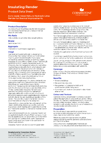 Insulating Render - Product Datasheet