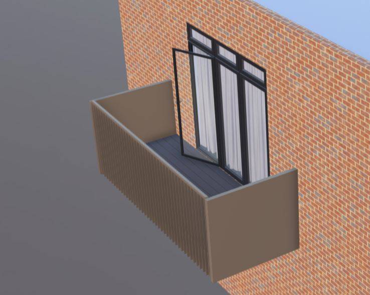 Rectangular Vertical Bar Glide-On Cassette Balcony with Solid End Panels