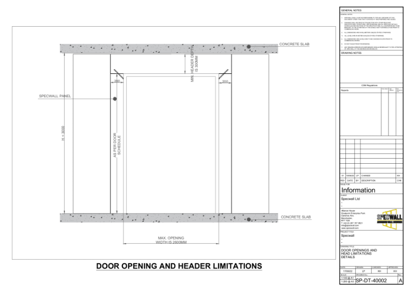 Specwall SP-DT-40002 Door Head Detail Limitations