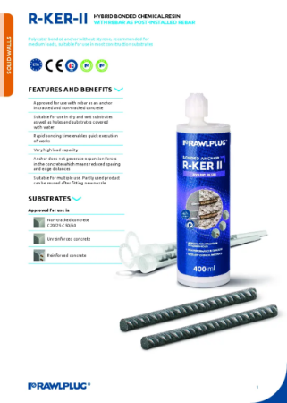 Rawlplug®  KER-II for use with Post-Installed Rebar - Data Sheet