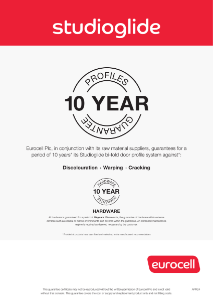 Studioglide 10 Year Product Guarantee Certificate